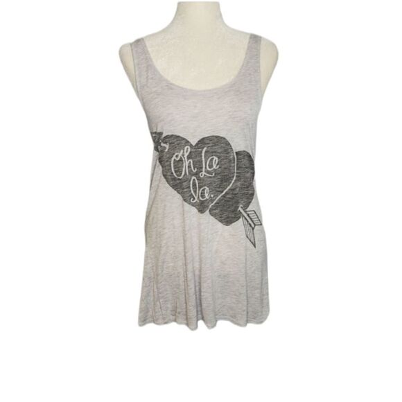 ZOE‎ KARSSEN tank top Oh La La gray burnout racerback L - Picture 1 of 7